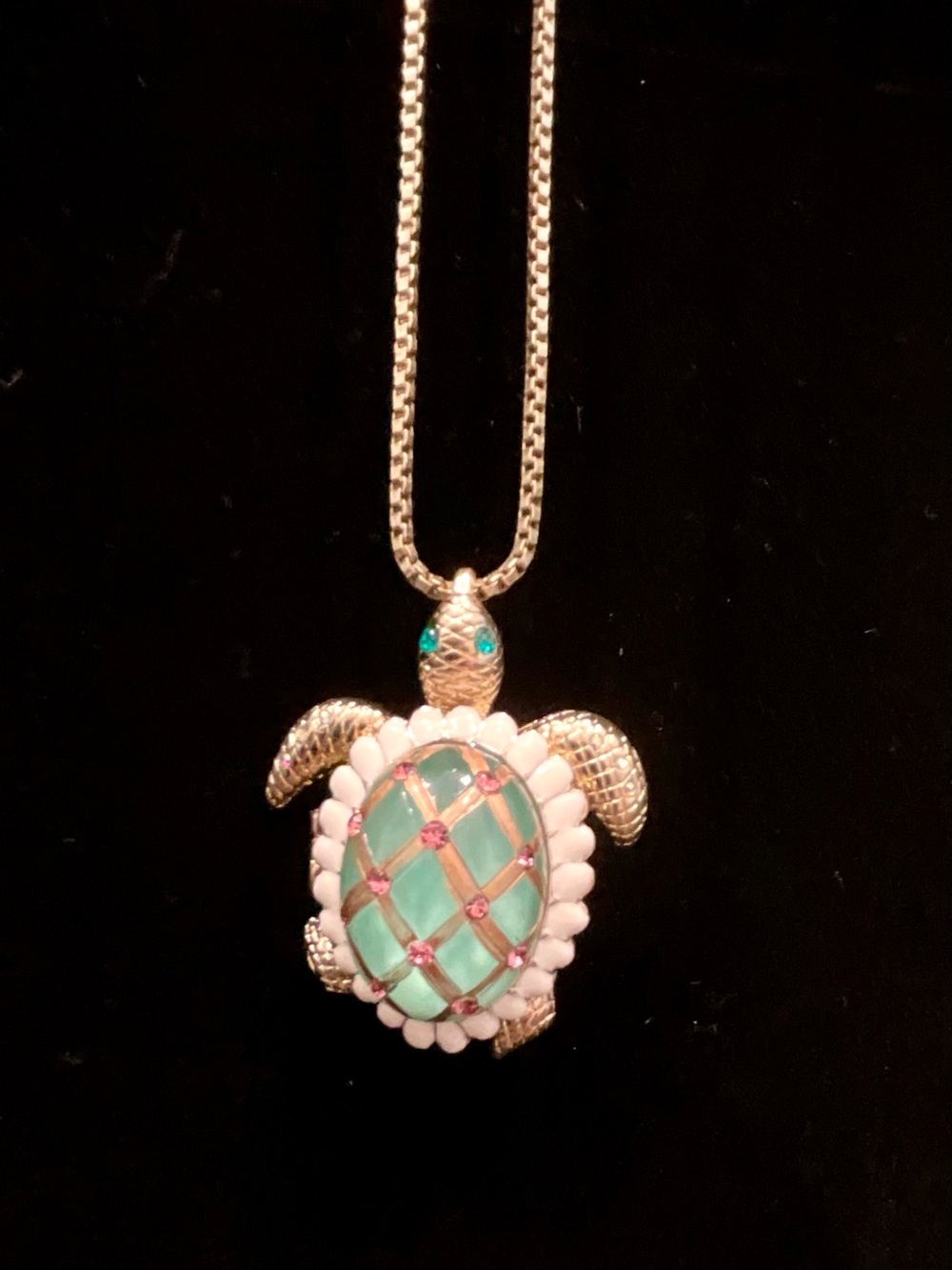 Betsey Johnson Turtle Pendant Necklace - Mint Green, White & Pink - Picture 2 of 14
